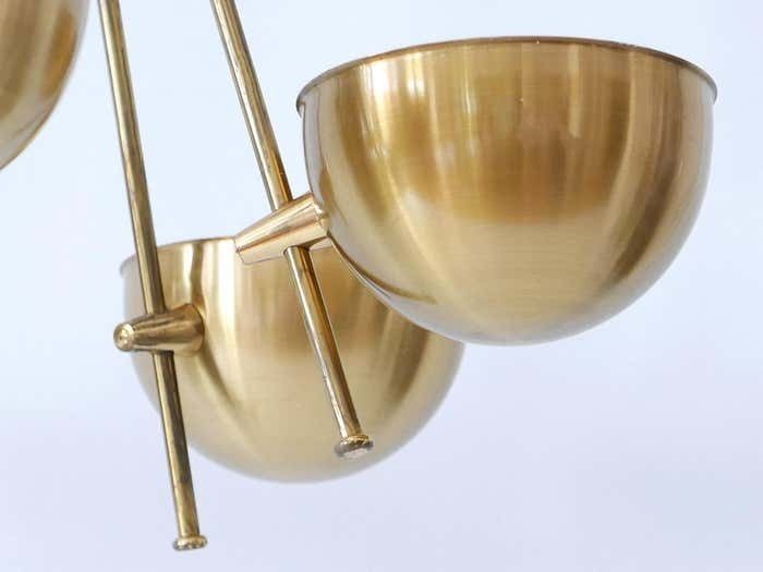 photo vintage Exceptional Mid Century Five Flamed Chandelier Or Pendant Lamp Sweden 1950s