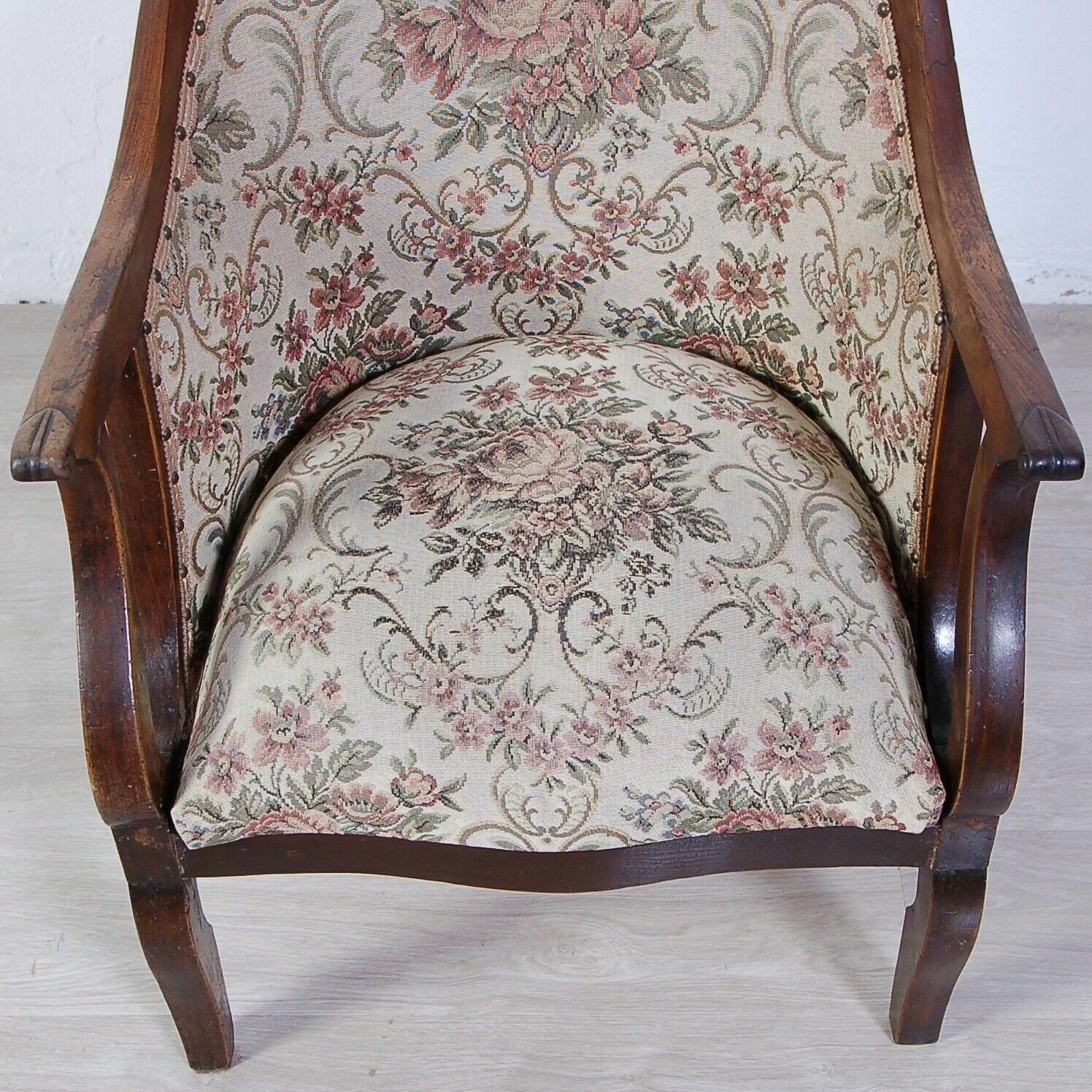 Antique Charles X Style Armchair In Walnut Wood With Armrests Antique Mid 19th Century photo vinterior
