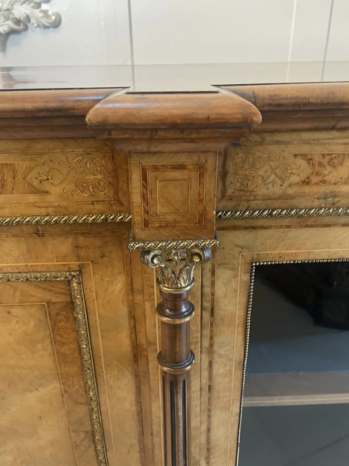 Outstanding Quality Antique 19th Century Burr Walnut Inlaid Credenza/Sideboard photo buy