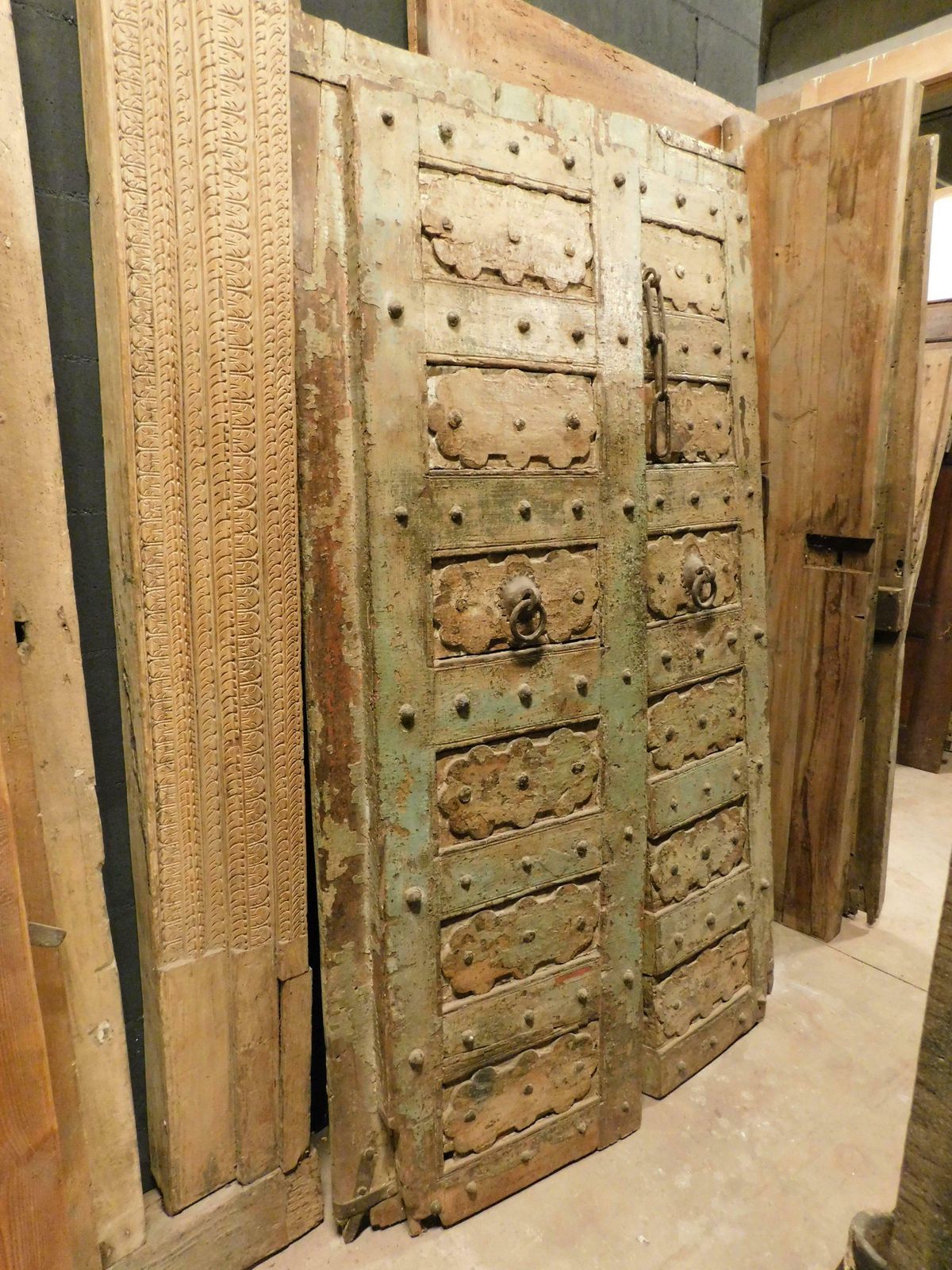 Ethnic Entrance Door, Carved And Lacquered With Irons, India photo Home Fixtures