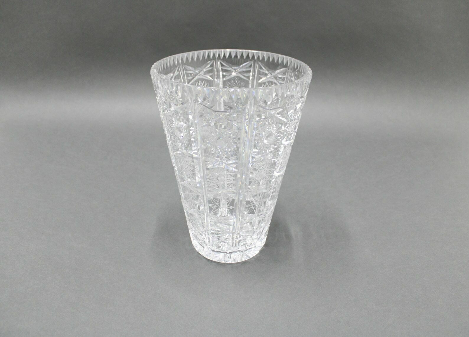 Crystal Flower Holder/Vintage Heavy Deep Cut Crystal Vase/Handemade Vase/Large Vintage