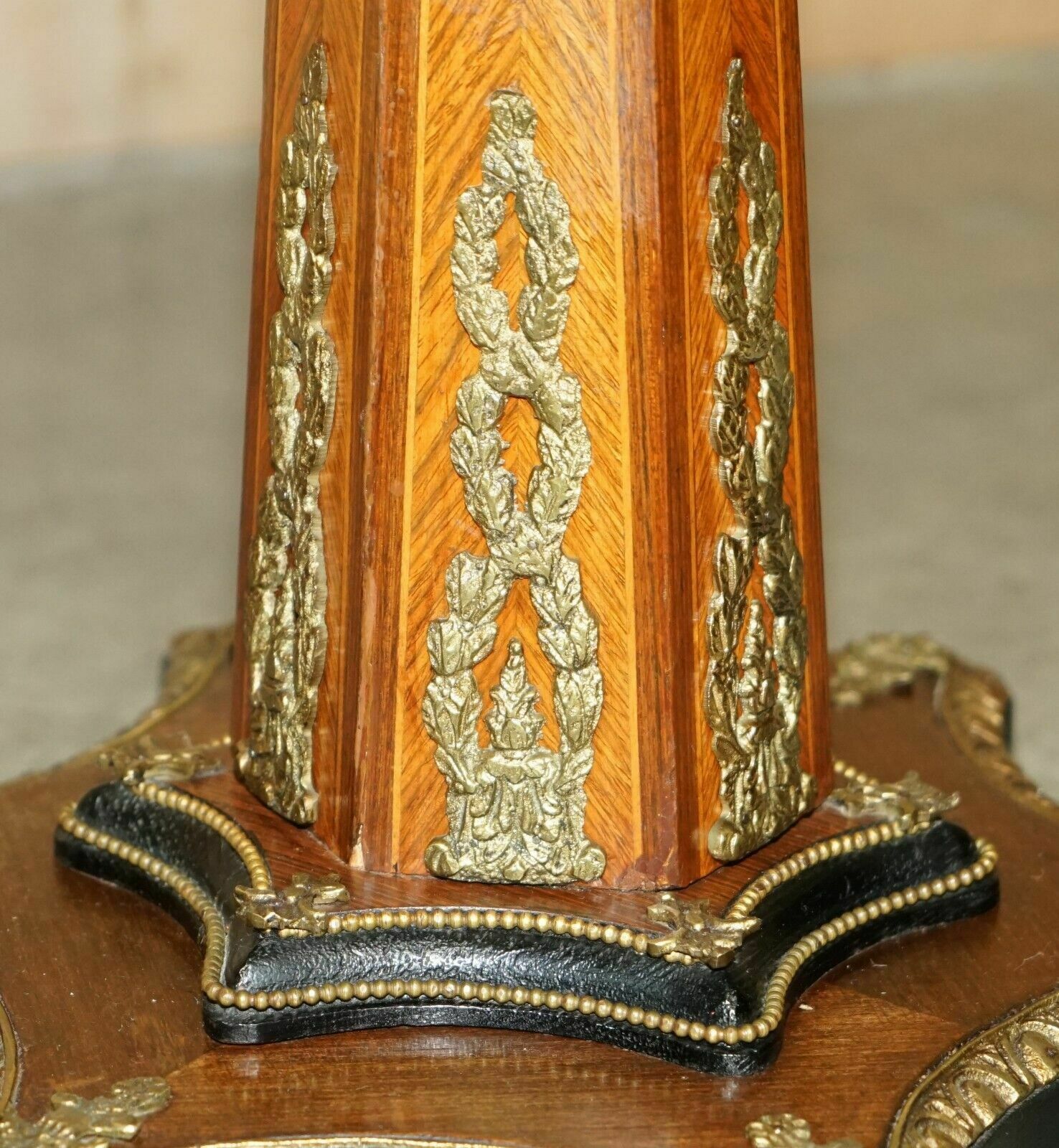 Stunning French Vintage Burr Walnut & Gilt Brass Round Occasional Table photo buy