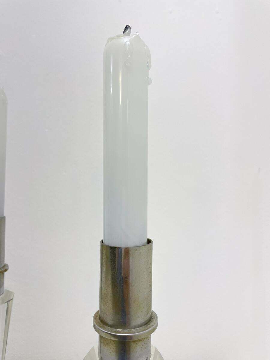 Mid Century Modern Pair Of Candlestick Table Lamp Crystal 1930s photo vinterior