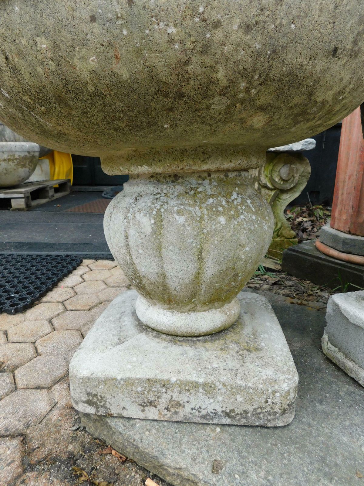 Old Vintage Garden Vases In Cement With Sculpted Flowers photo Garden Decor