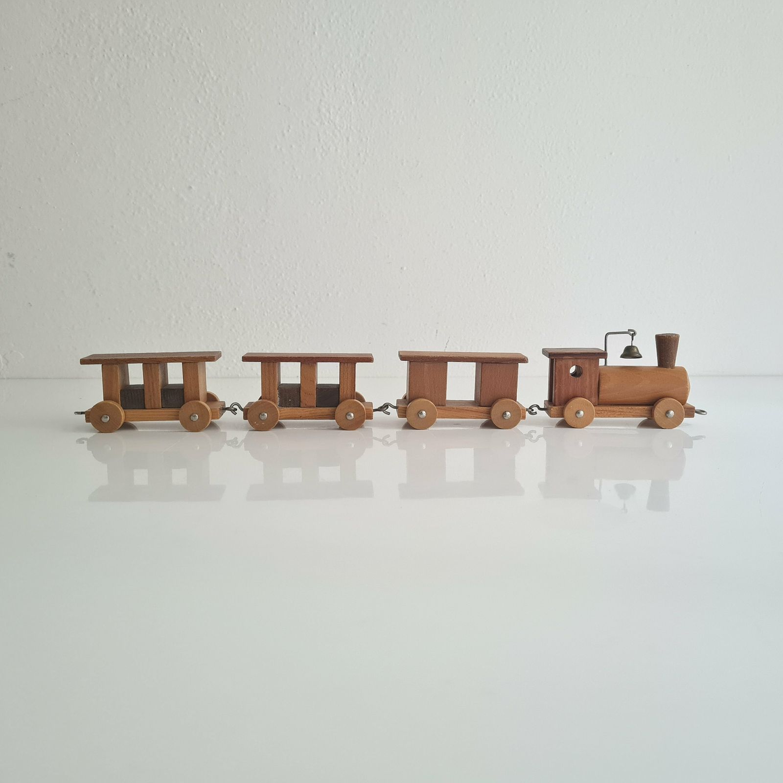 Vintage Duits Loquai Holzkunst Houten Trein Putz Miniatuur