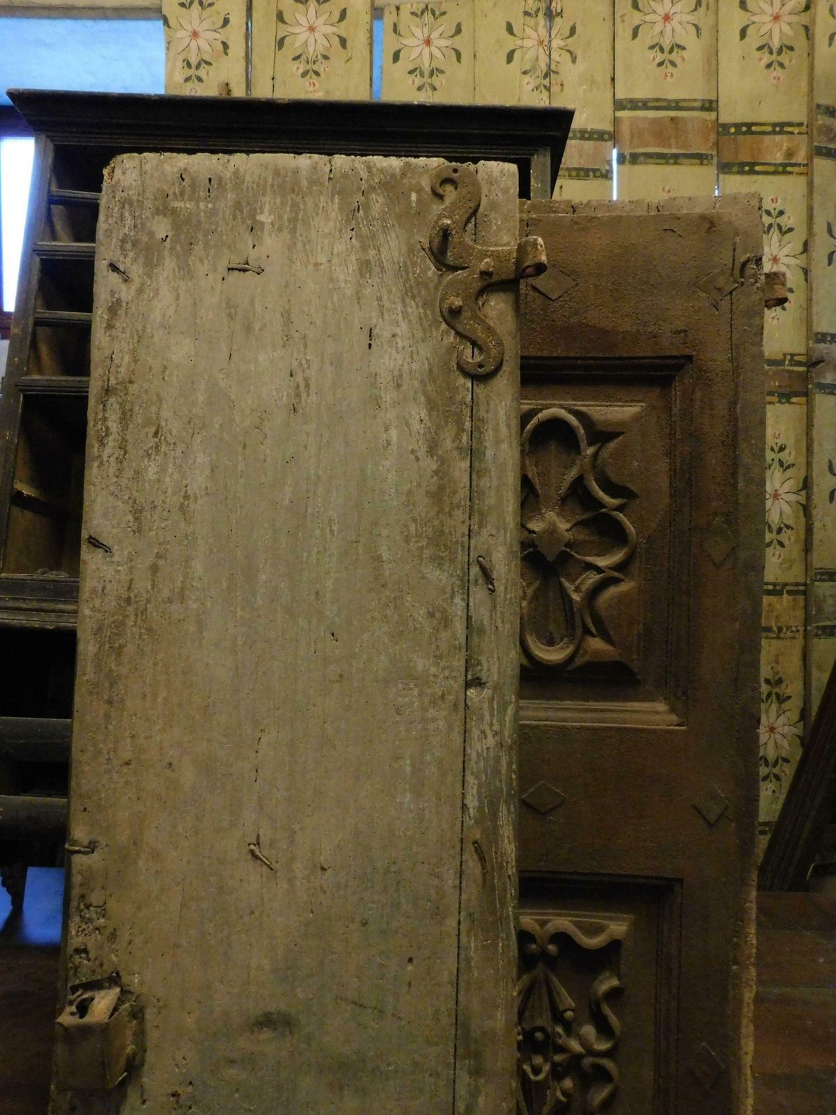 Richly Carved Solid Walnut Entrance Double Door, Italy photo vinterior