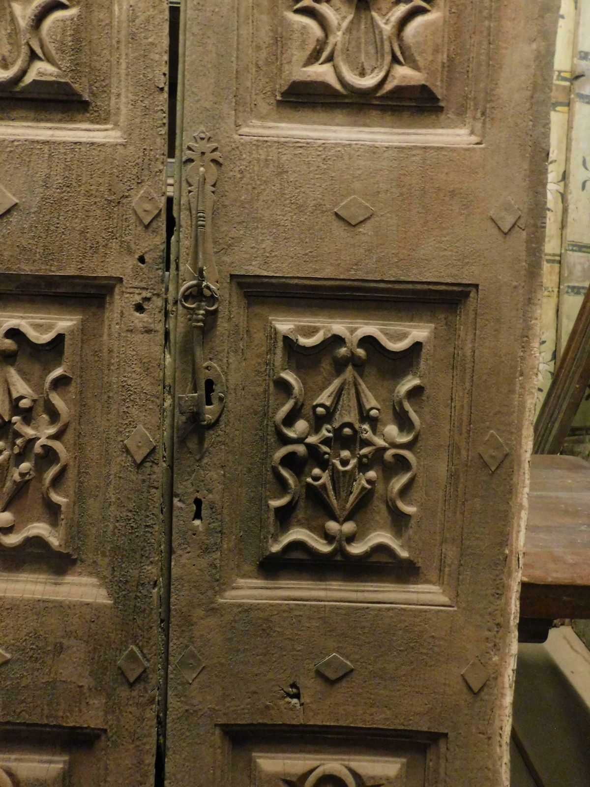 Home Fixtures Richly Carved Solid Walnut Entrance Double Door, Italy photo