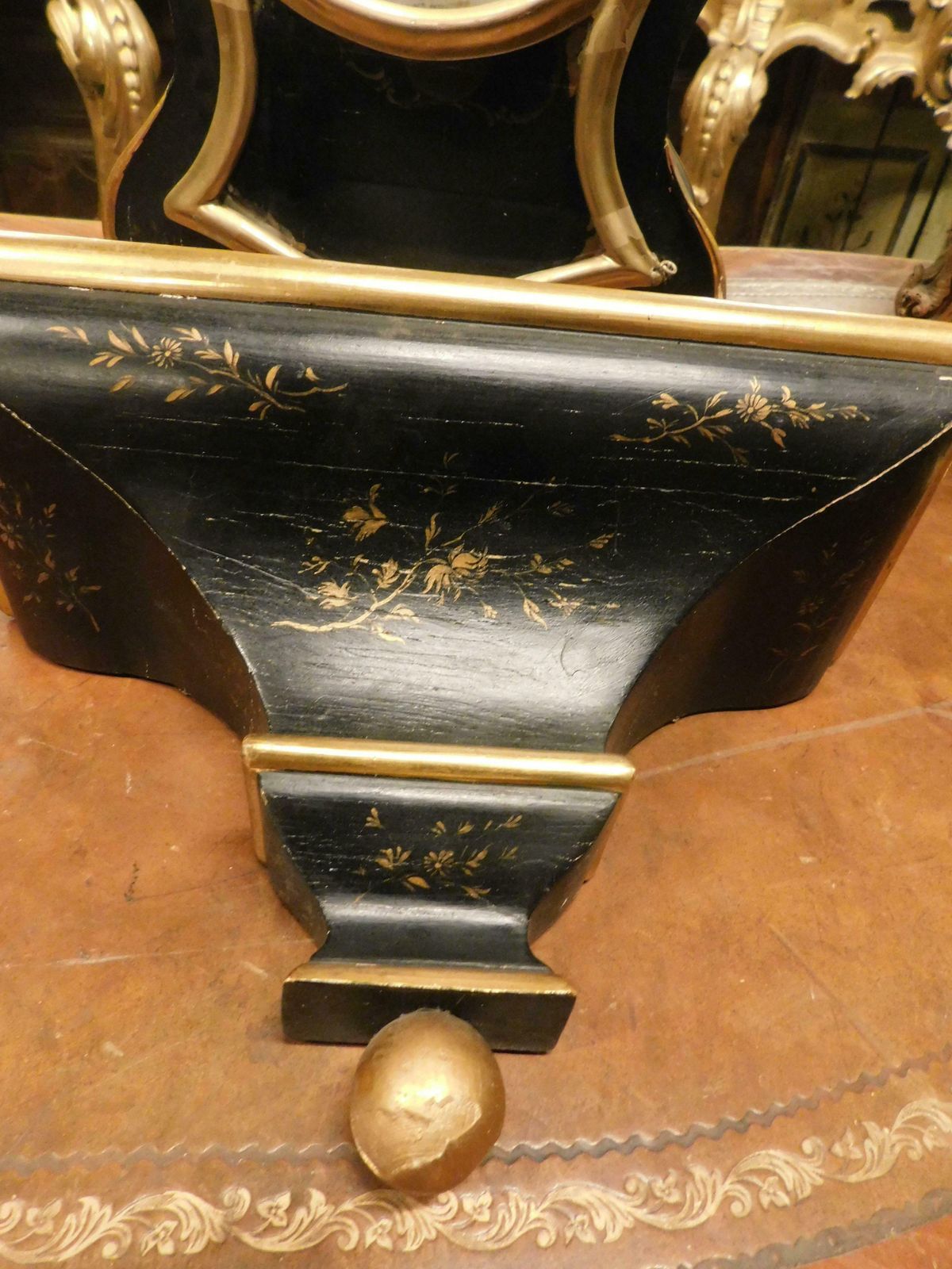 7068.0 Set N.3 Clocks Ebonised Wood, Profiles And Feet Decorated Gilded Plant Motifs photo