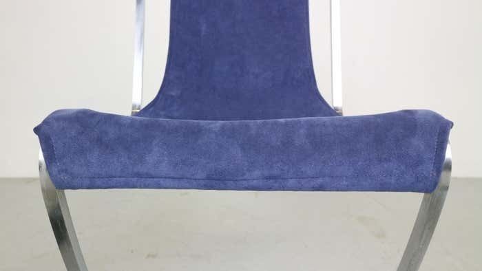 photo for sale Pierre Cardin Set Of 4 Dinning Chairs Velvet& Steel For Maison Jansen, 1970