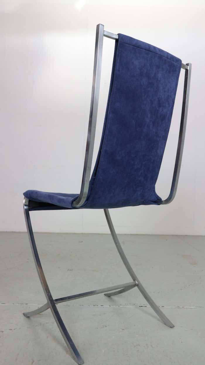photo vinterior Pierre Cardin Set Of 4 Dinning Chairs Velvet& Steel For Maison Jansen, 1970