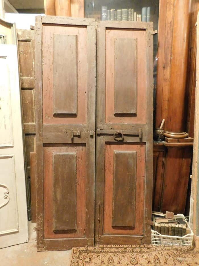 Red Lacquered Interior Double Door With Iron Bolt Italy photo furniture