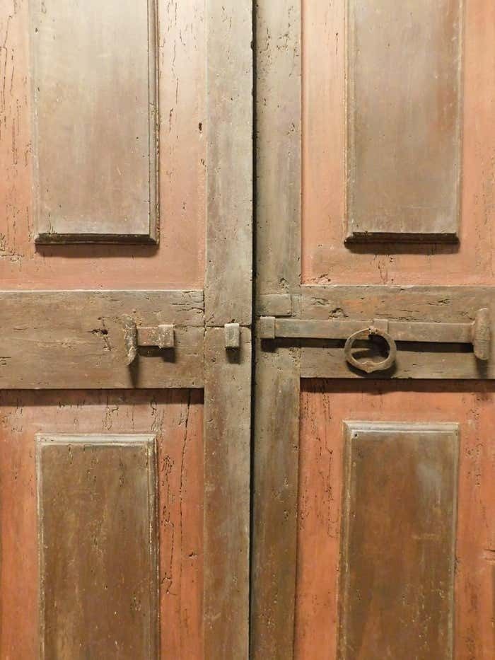 Red Lacquered Interior Double Door With Iron Bolt Italy photo 3004.0