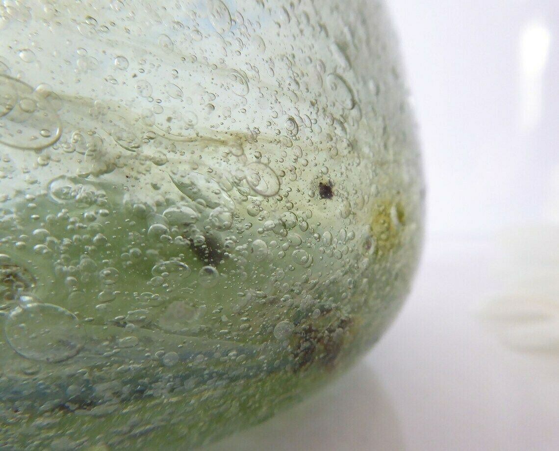 Bubble Glass Vase | Antique French Glass Vase | Green Glass Amphora Vase | Water Carafe photo vintage