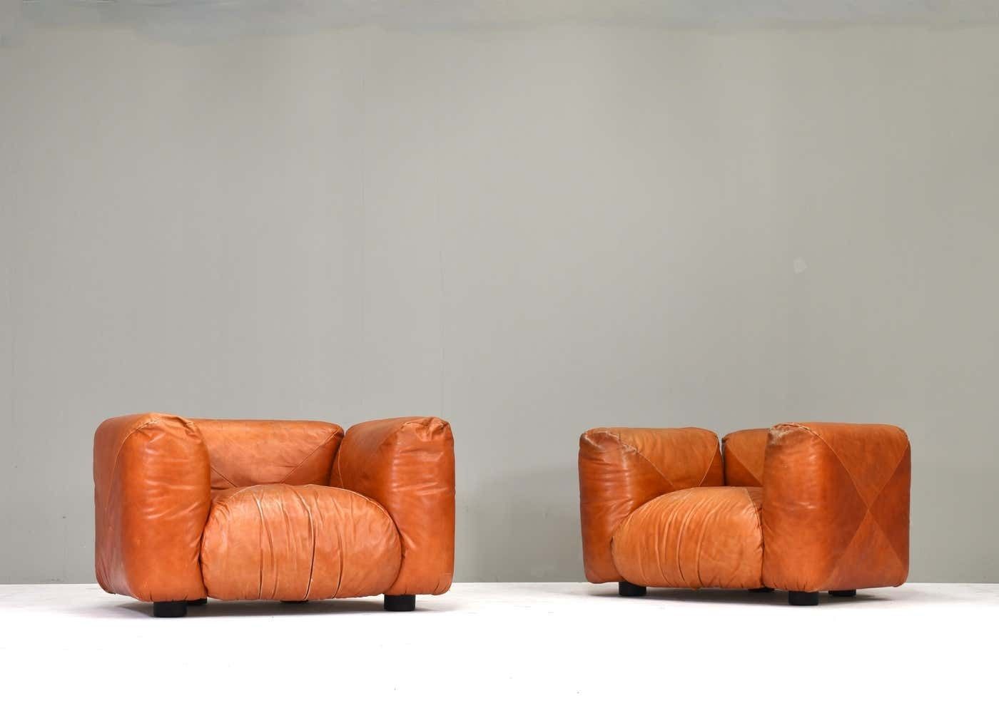 photo vintage Mario Marenco Lounge Armchairs Model Marius&Marius By Arflex, Italy – Circa 1970