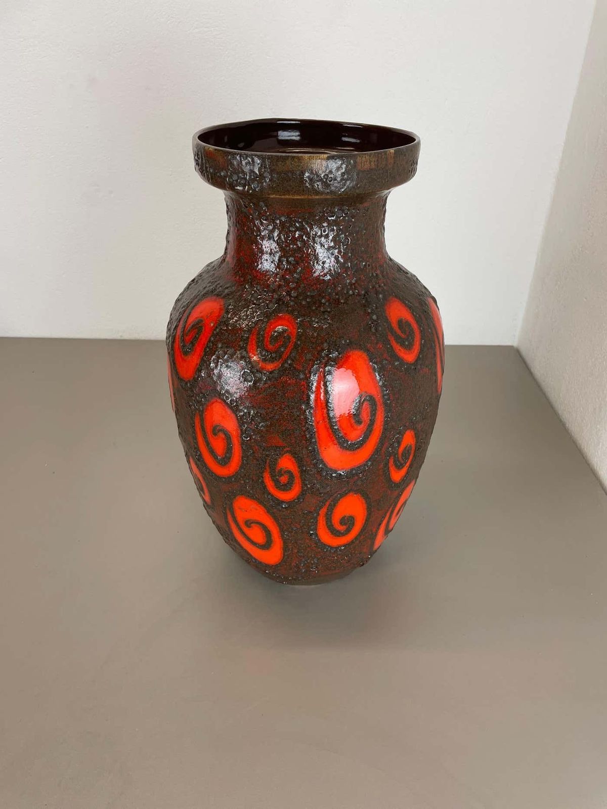 Large Pottery Fat Lava Brown Red 241 47 Floor Vase Made By Scheurich, 1970s photo for sale