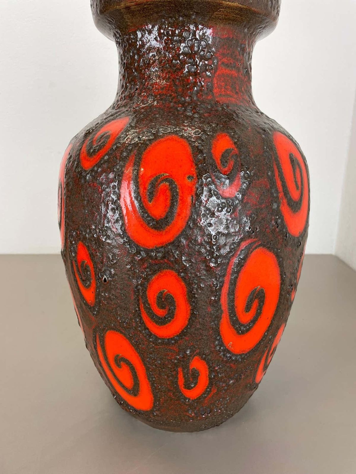 photo furniture Large Pottery Fat Lava Brown Red 241 47 Floor Vase Made By Scheurich, 1970s
