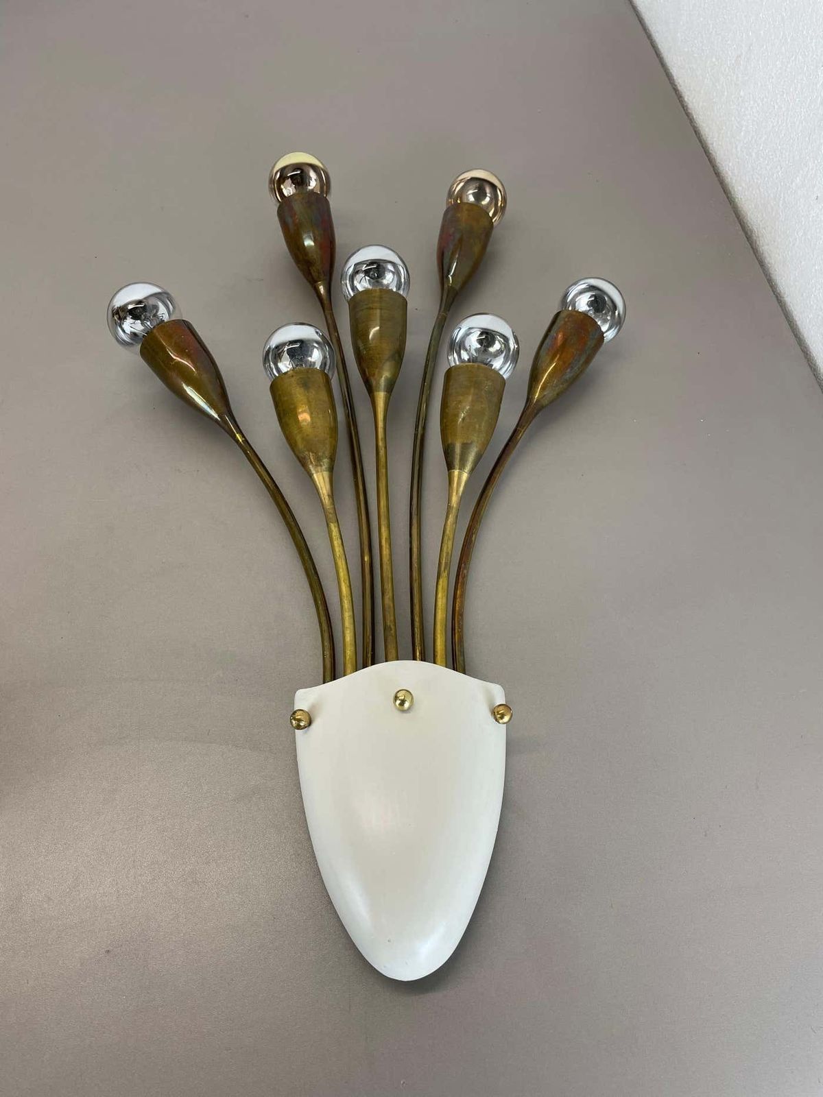 Large  Brass Italian Stilnovo Style Theatre Wall Ceiling Light, Italy 1950s photo for sale