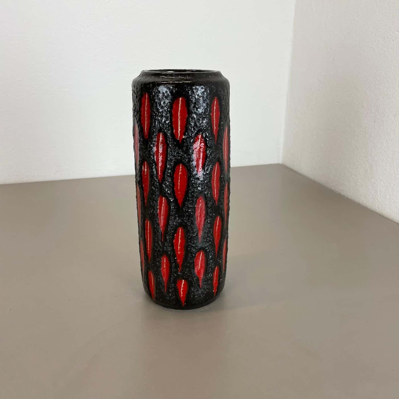 Extraordinary "Strawberry" Tube Pottery Fat Lava Vase Scheurich, Germany, 1970s photo furniture
