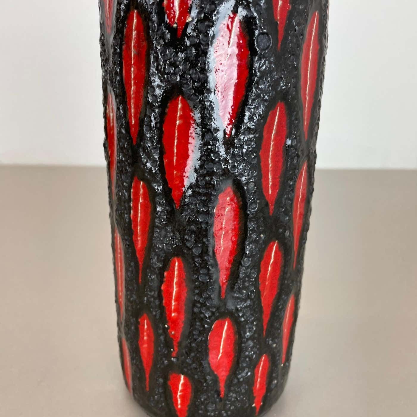 photo for sale Extraordinary "Strawberry" Tube Pottery Fat Lava Vase Scheurich, Germany, 1970s