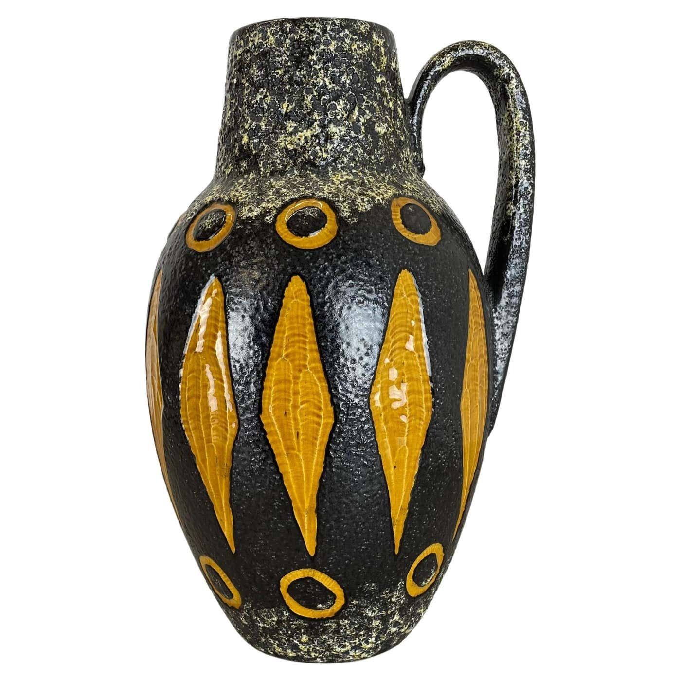 Large Pottery Fat Lava "Abstract" 279 38 Floor Vase By Scheurich, Wgp 1970s