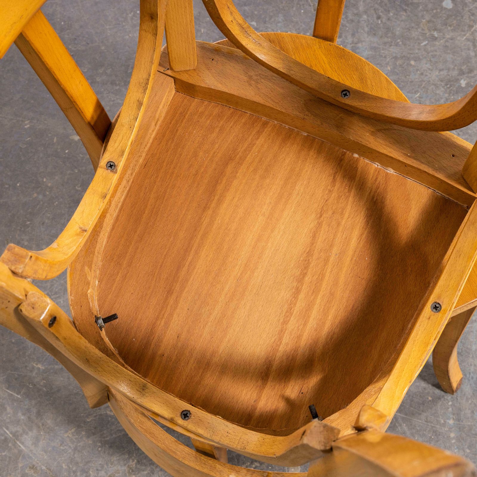 1950’s Standard Single Bar Blonde French Dining Chairs – Set Of Six photo Furniture