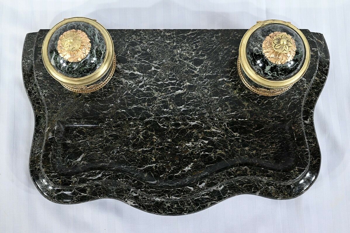 Inkwell In Marble And Bronze, Empire Style   1st Part XIX photo 937.3
