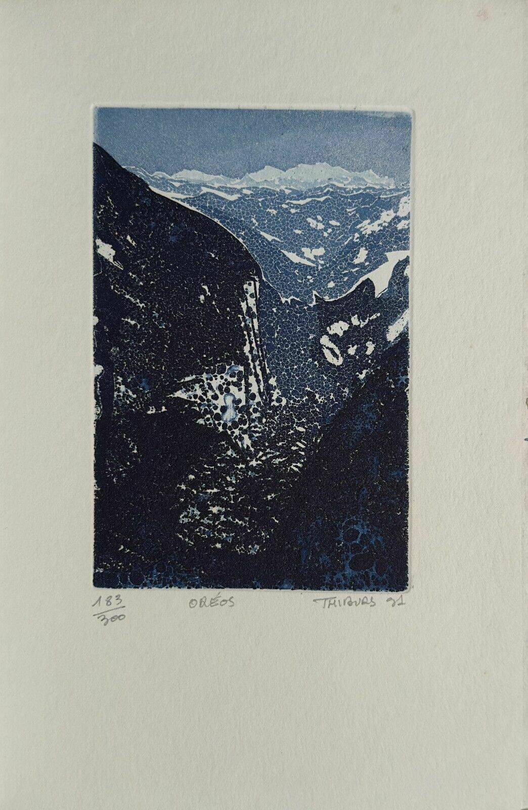 Luc Thiburs   Aquatint Etching Signed 1991 The Albertville Mountain