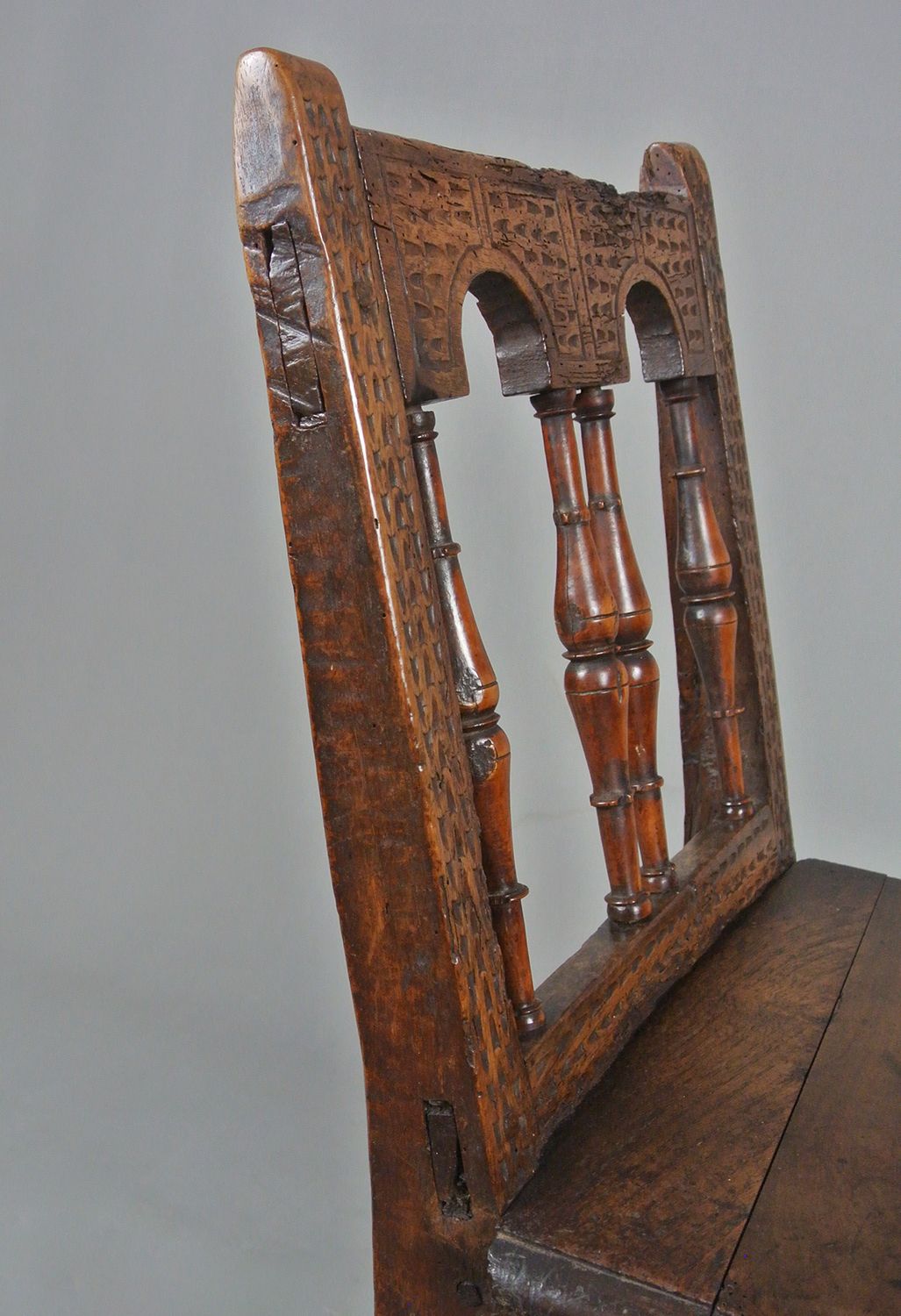 Rare And Beautiful Walnut And Yew Spindle 'Back Stool' Chair C. 1600 photo vinterior