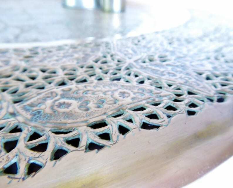Vintage Openwork Brass Folding Table | Indian Décor | Occasional Furniture photo 285.0