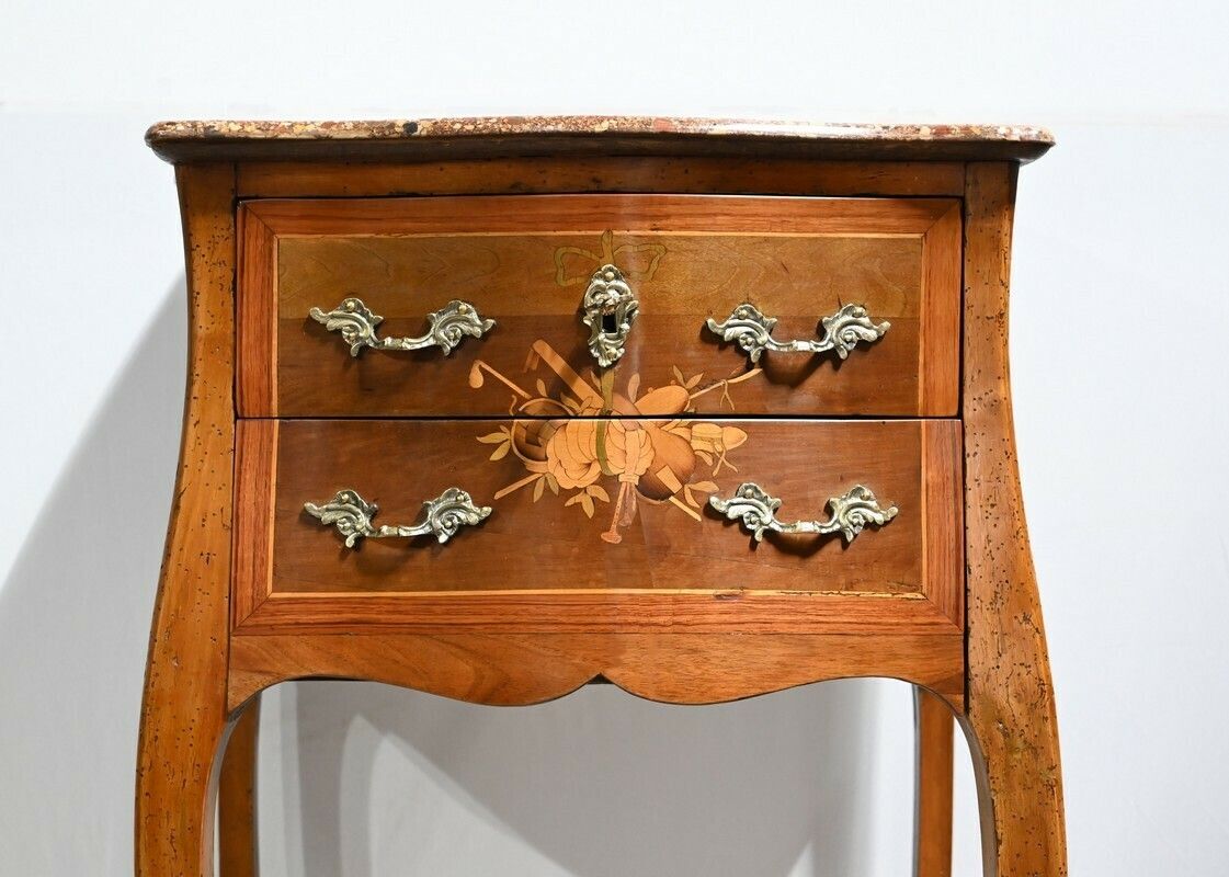 Small Chiffonniere Table In Rosewood And Walnut, Louis XV Style   2nd Half Nineteenth photo vintage