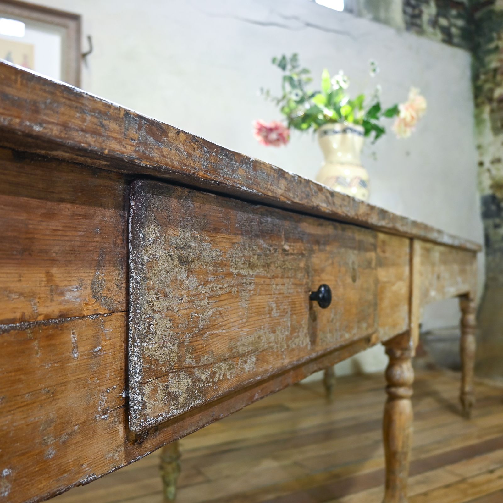 Furniture Reserved A Large 18th Century French Painted Farmhouse Dining Table photo
