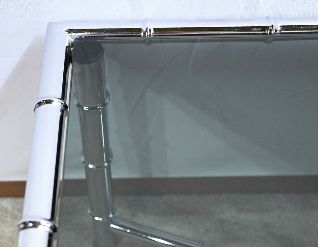 Coffee Table In Chromed Metal, Bamboo Spirit – 1970s photo buy