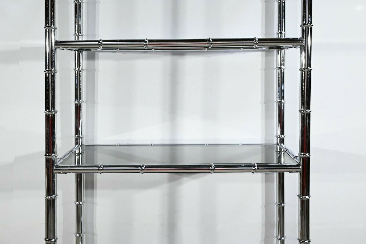 photo furniture 5 Tier Shelf In Chromed Metal, Bamboo Spirit – 1970