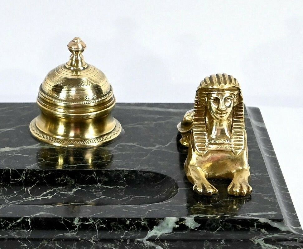 937.3 Inkwell In Bronze And Marble, Empire Style   1st Part Of The 19th Century photo