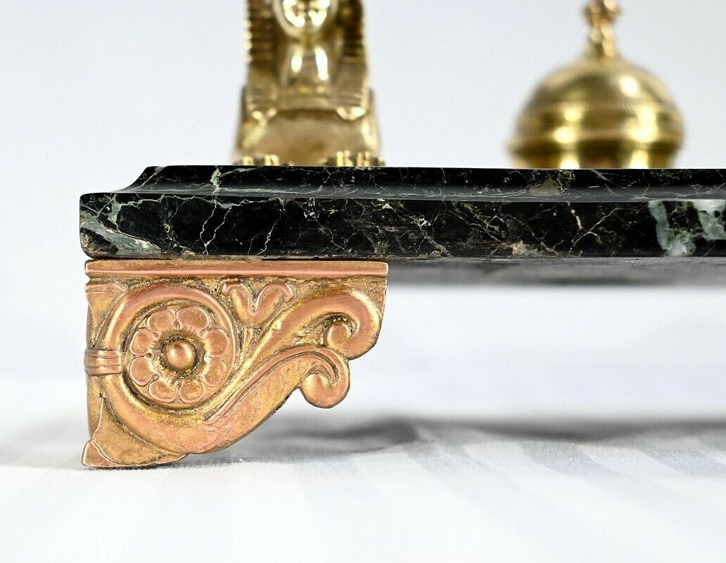 photo buy Inkwell In Bronze And Marble, Empire Style   1st Part Of The 19th Century