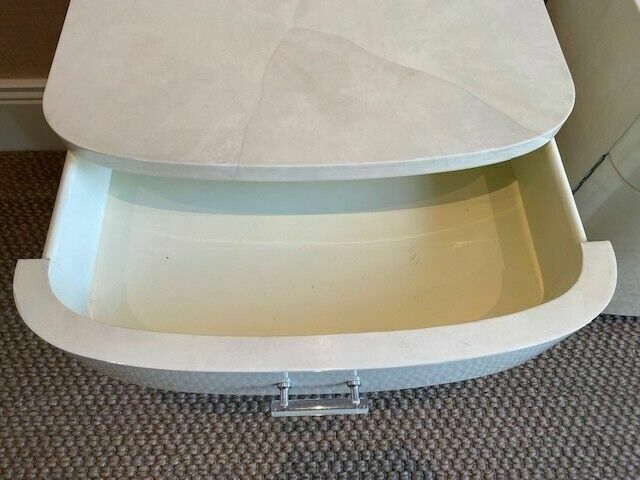 Pair Of Original Vintage Karl Springer Bedside Tables, Lacquered Parchment photo 5450.0