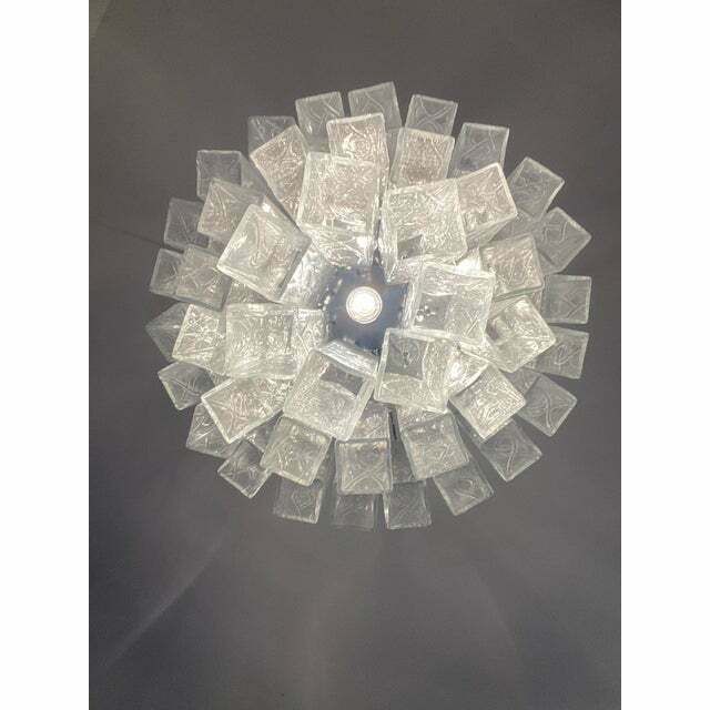 photo for sale Contemporary Clear "Square Tubes" Murano Glass Chandelier