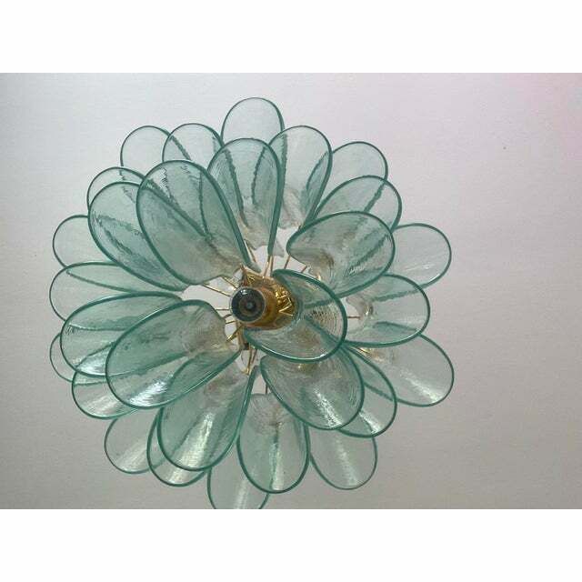 Lighting Contemporary Green Wather Murano Glass "Sella" Chandelier With Gold 24k Metal Frame photo