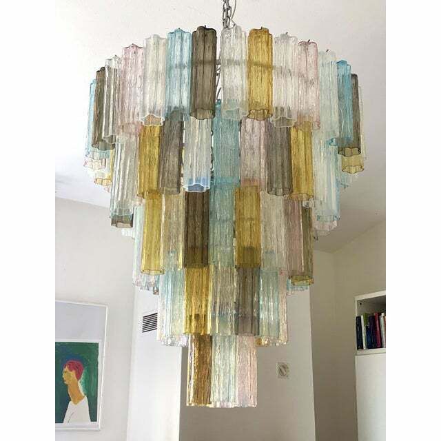 Contemporary Multicolor“Tronchi” Murano Glass Chandelier In Venini Style photo furniture