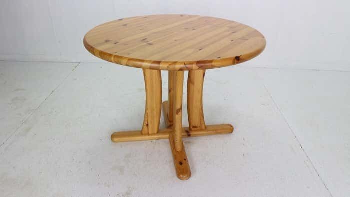 Rainer Daumiller Style Round Solid Pinewood Dinning Table 1970''S Denmark photo vintage