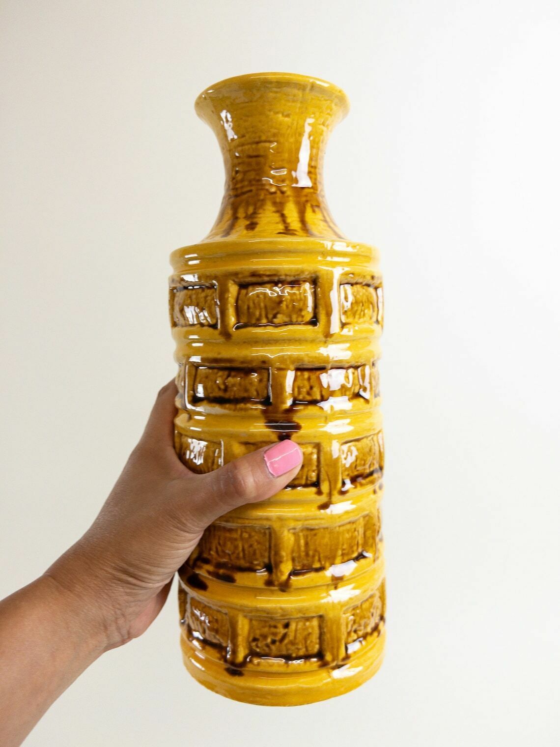 West German Pottery   Yellow Ceramic Vase By übelacker Keramik   Mid Century Modern Design   ü Keramik Form 509 30 photo furniture