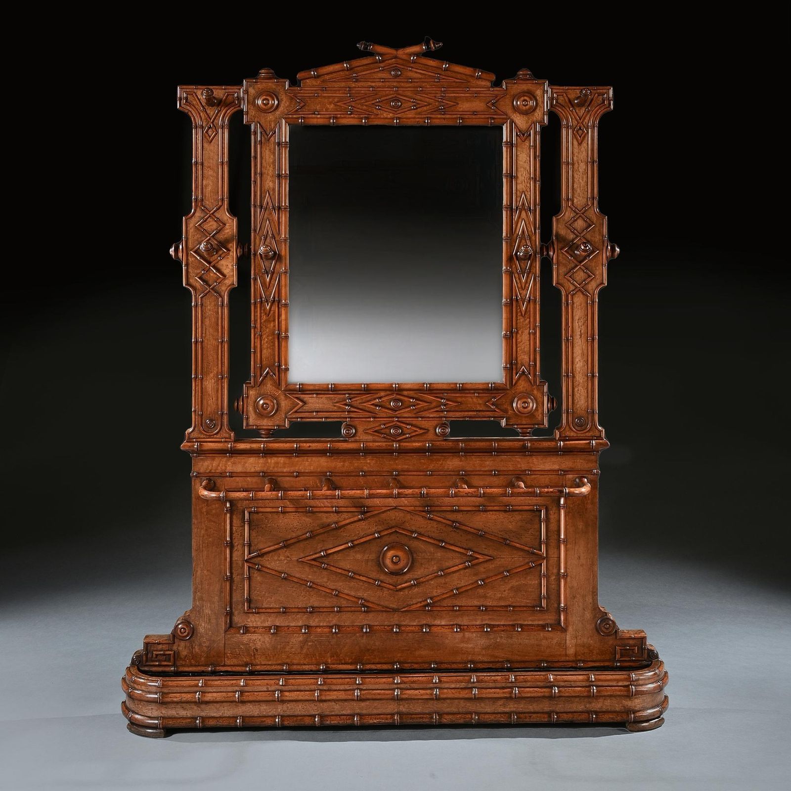 French Aesthetic Period Japonisme Birdseye Maple Faux Bamboo Hall Stand photo vinterior