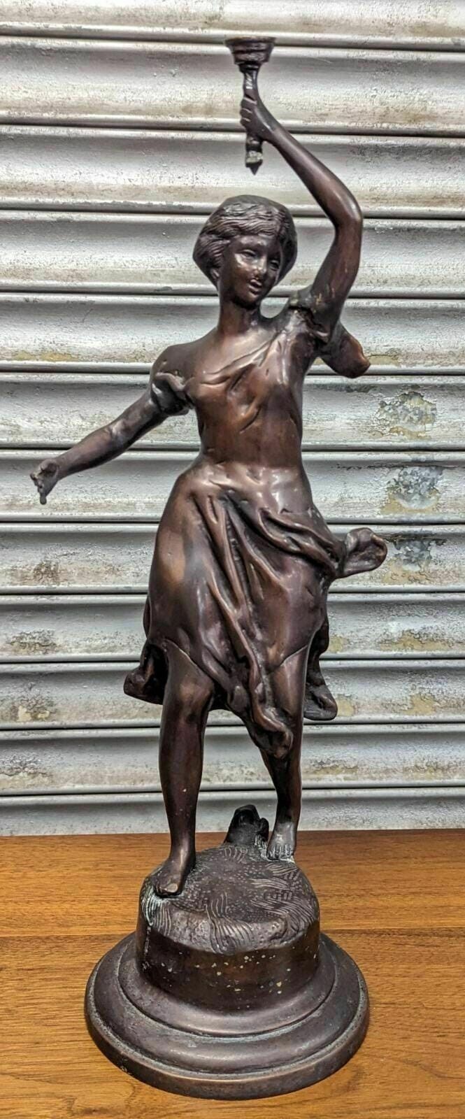 Bronze Lady With Torch Statue
