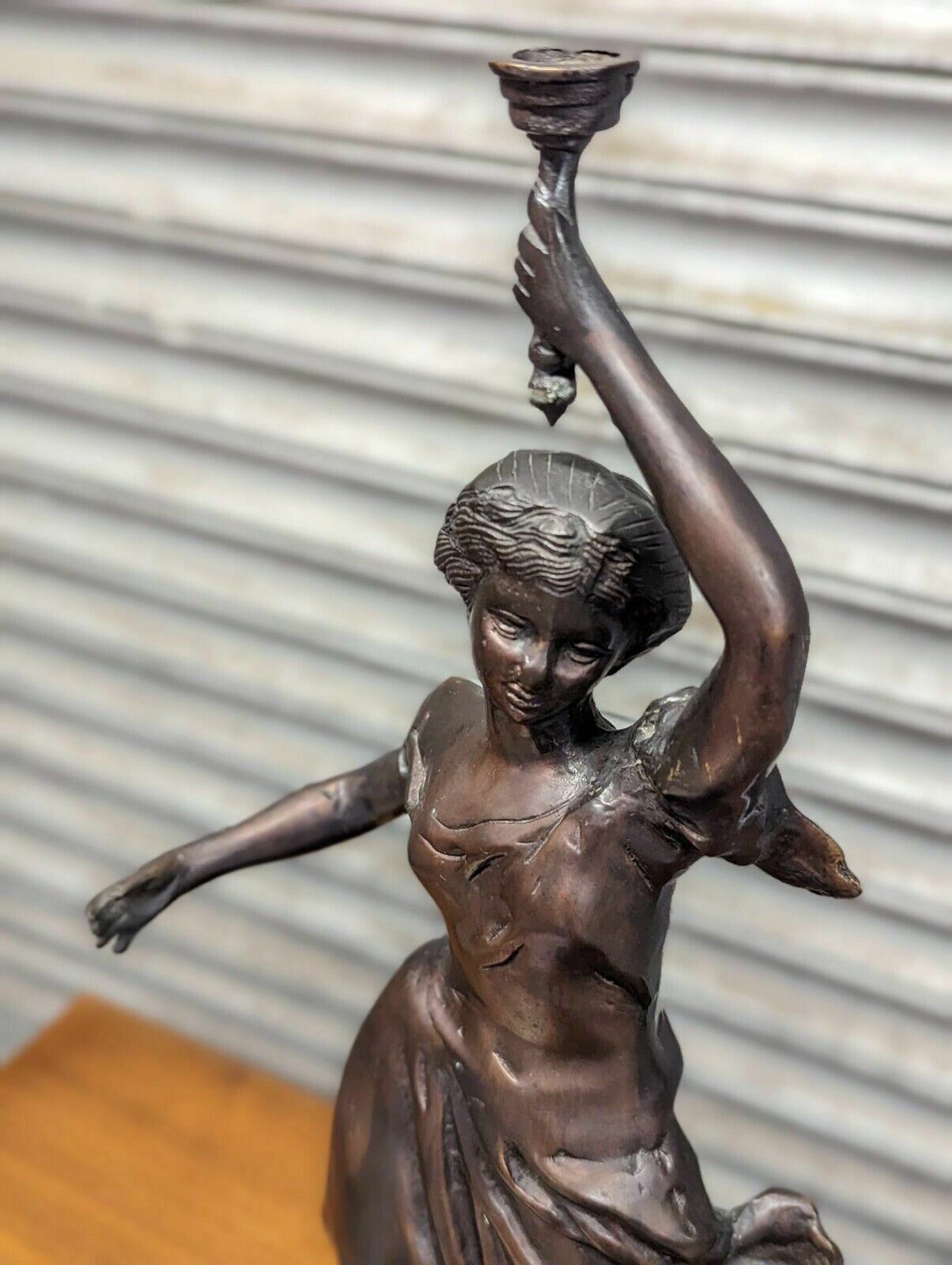 Bronze Lady With Torch Statue photo for sale