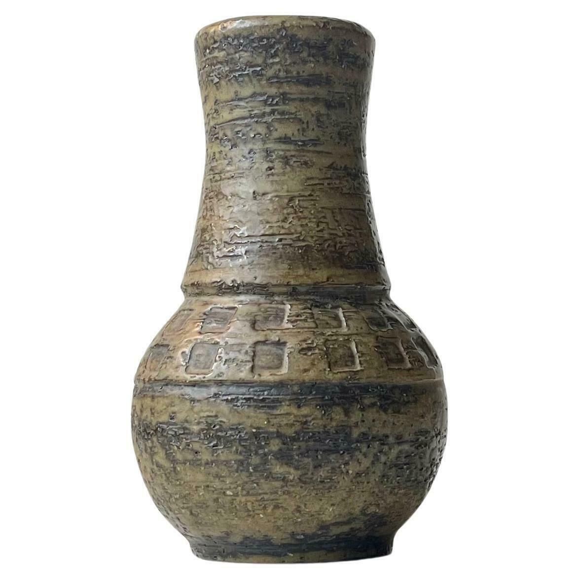 photo for sale Bitossi Camouflage Glaze Chamotte Stoneware Vase By Aldo Londi