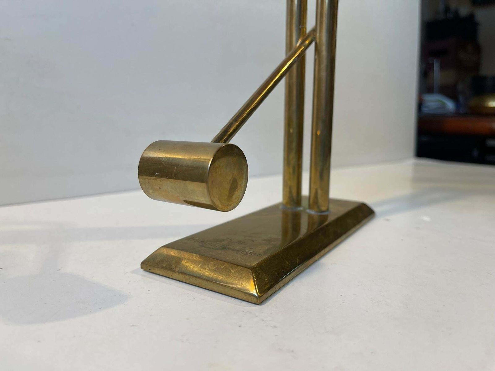 Sculptural Modernist Counterweight Paperweight In Bronze photo for sale
