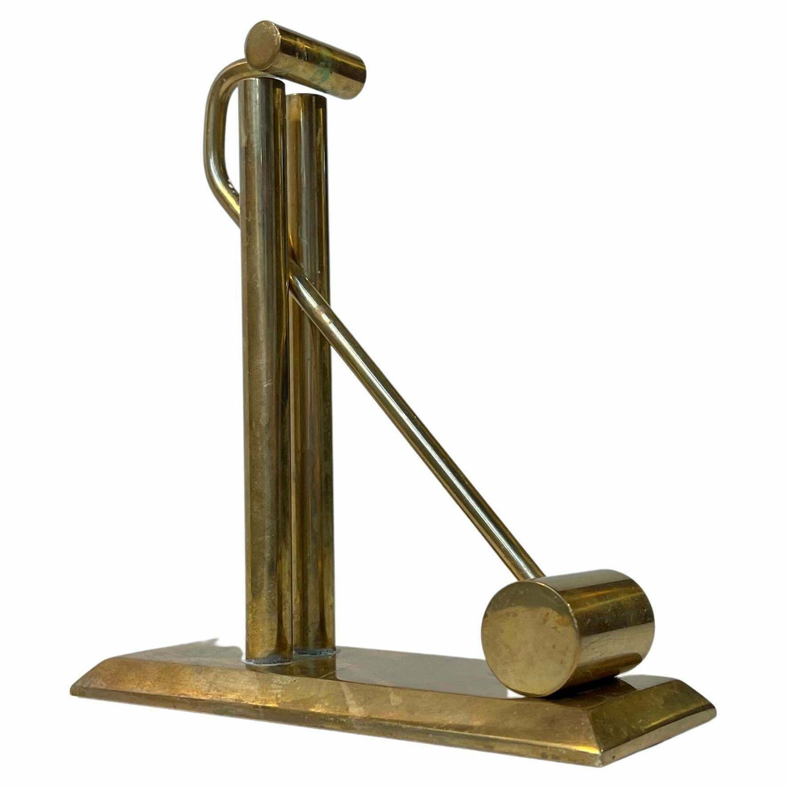Sculptural Modernist Counterweight Paperweight In Bronze photo vintage