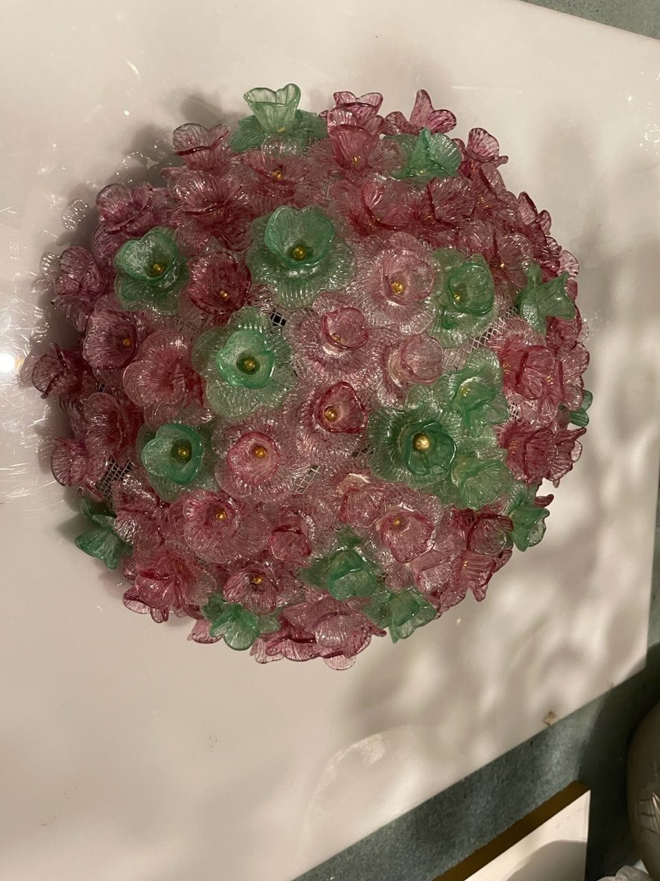 Lighting Large Murano Glass Flower Flushmount 1970’s photo
