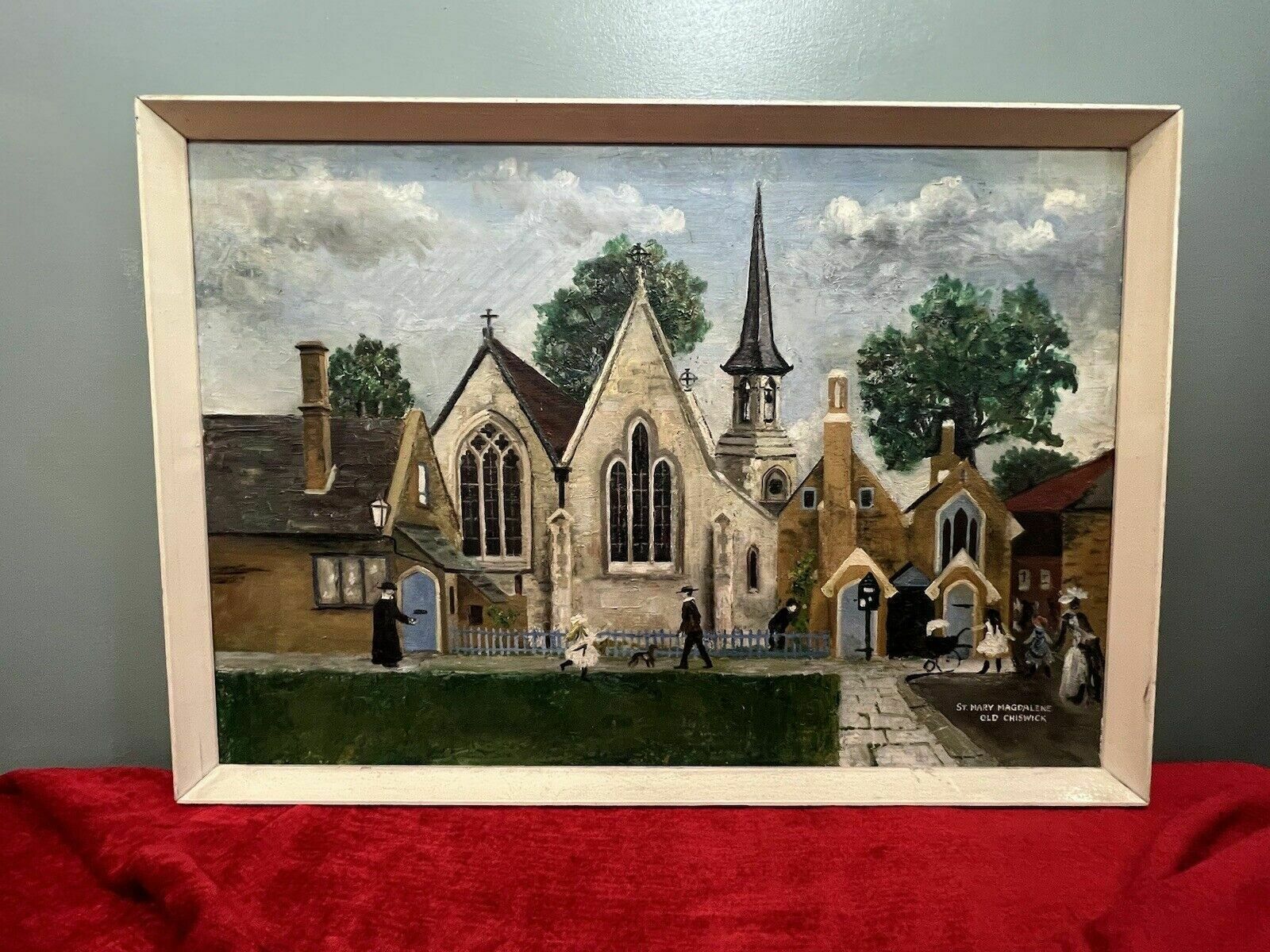 photo vintage Contemporary Naïve St Mary Magdalene Old Chiswick Oil Painting On Canvas