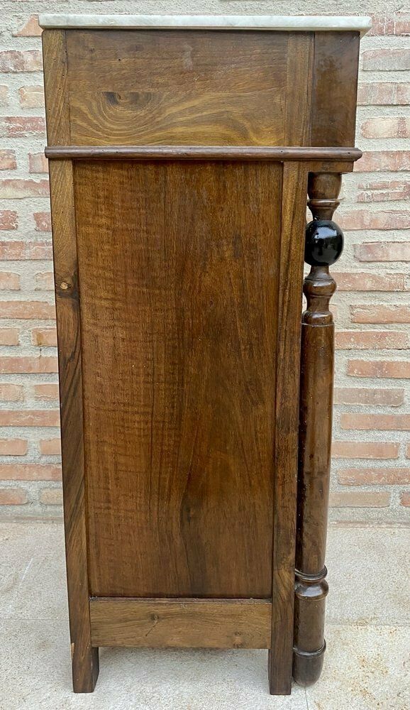 2645.0 Early 20th Century French Walnut Nightstands With One Drawer And Marble Top, 1920s, Set Of 2 photo